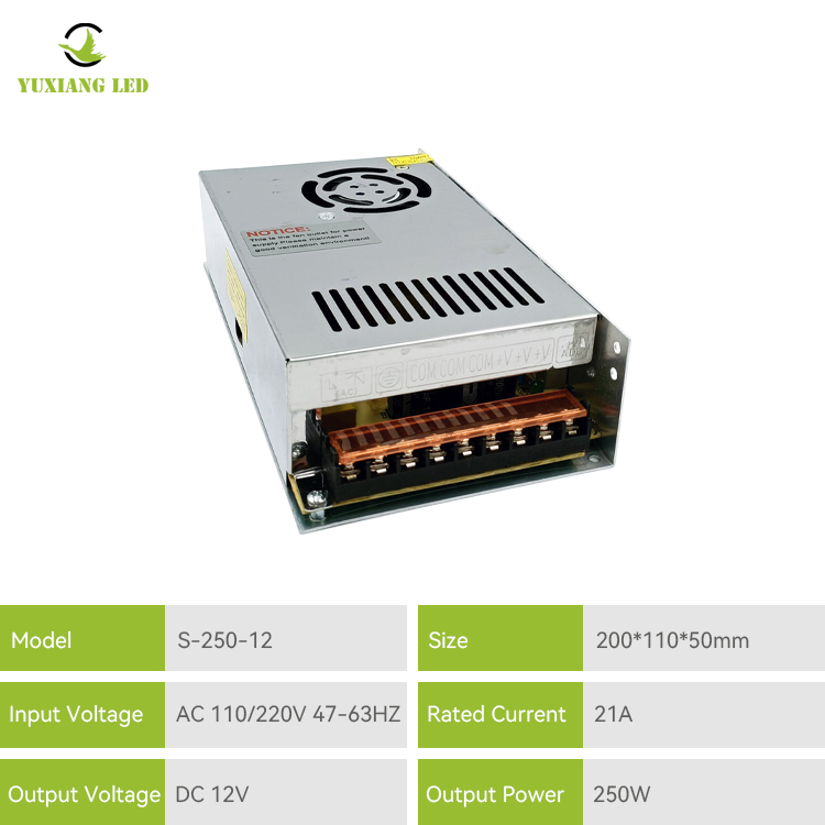 Fuente de alimentación conmutada de 12v 250w con ventilador