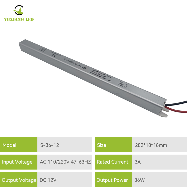 Fuente de alimentación LED ultradelgada de 12v 3a