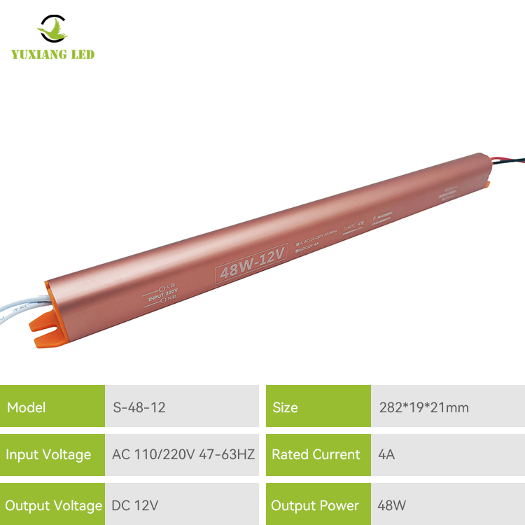 Fuente de alimentación LED ultradelgada dorada 12v4a