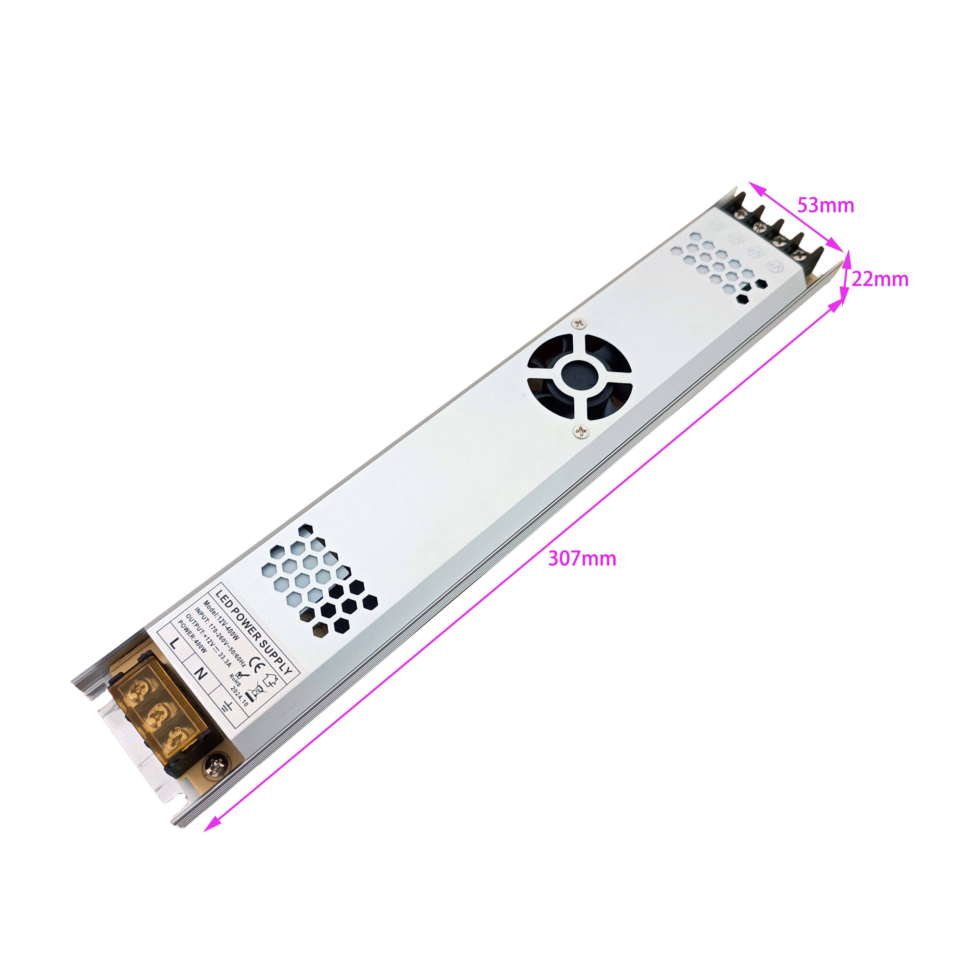 Fuente de alimentación de caja de luz LED ultrafina DC 12v 400w
