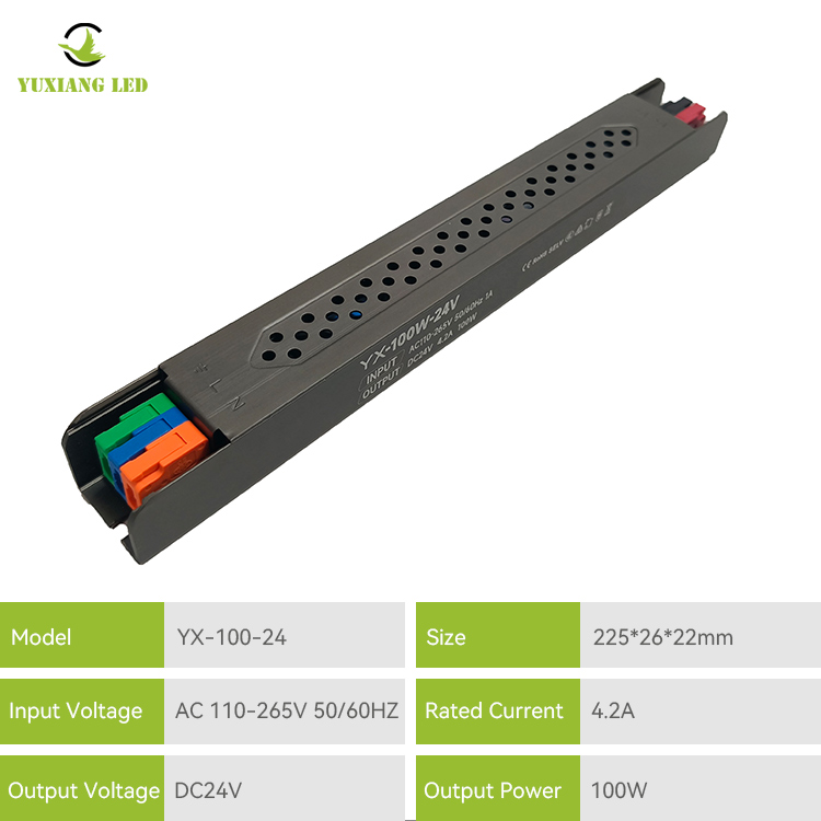 Fuente de alimentación lineal ultrafina LED de 24 V y 100 W con semipegamento