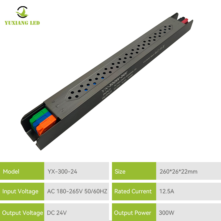 Fuente de alimentación lineal ultrafina LED de 24 V y 300 W con semipegamento