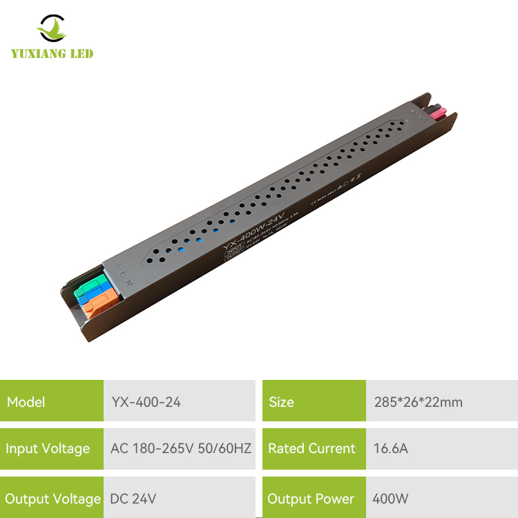 Fuente de alimentación lineal ultrafina LED de 24 V y 400 W con semipegamento