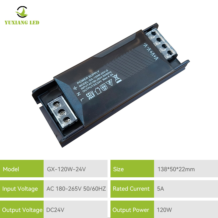 Fuente de alimentación conmutada LED delgada semillena de voltaje constante 24V120W