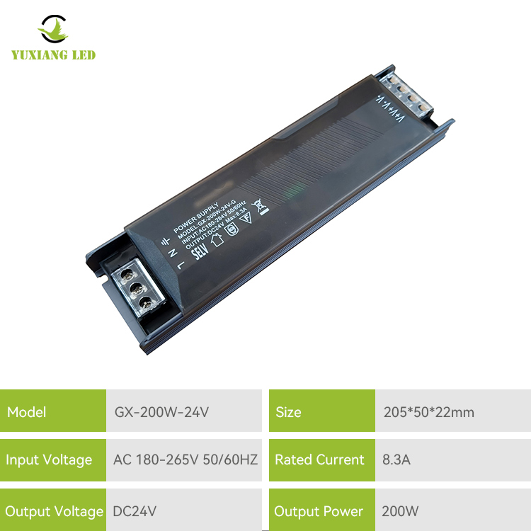 Fuente de alimentación conmutada LED delgada semillena de voltaje constante 24V200W