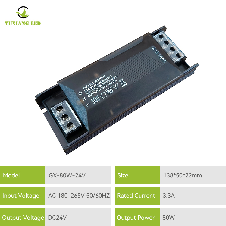Fuente de alimentación conmutada LED delgada semillena de voltaje constante 24V80W