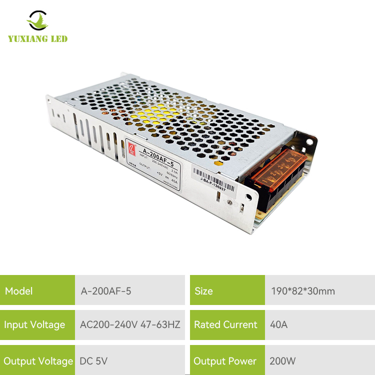 Fuente de alimentación de pantalla LED CZCL de 5V 40A 200W A-200AF-5