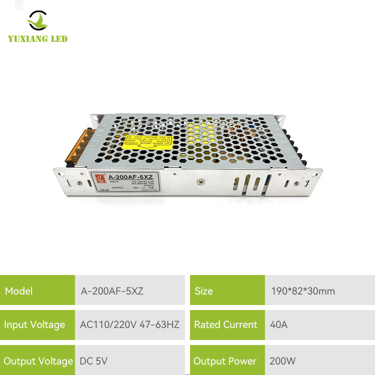 Fuente de alimentación de pantalla LED CZCL de 5V 40A 200W A-200AF-5XZ