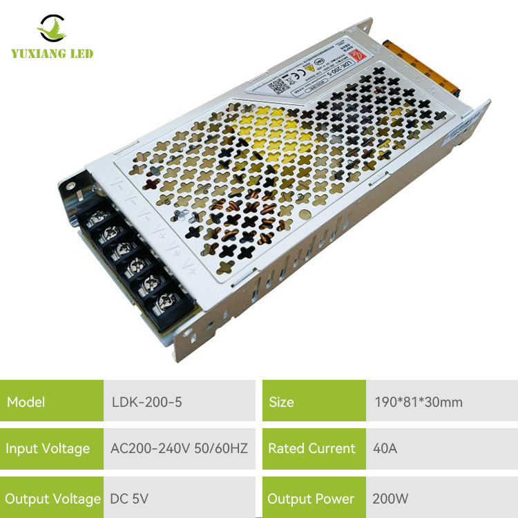Fuente de alimentación para pantalla LED ultrafina AC/DC LDK-200-5