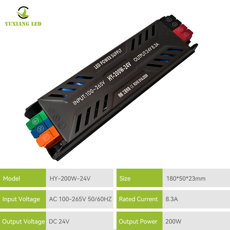 Fuente de alimentación LED semi-maceta ultrafina DC 24V 200W