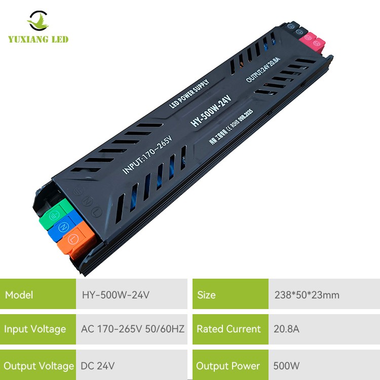 Fuente de alimentación LED semi-maceta ultrafina DC 24V 500W