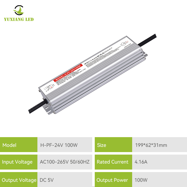 Fuente de alimentación llevada impermeable del alto PF Ip67 24v 100w