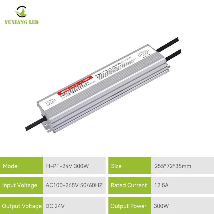 Fuente de alimentación llevada impermeable del alto PF Ip67 24v 300w