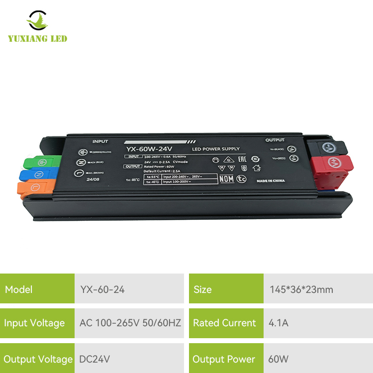 Fuente de alimentación de iluminación lineal LED LED 24v 60w