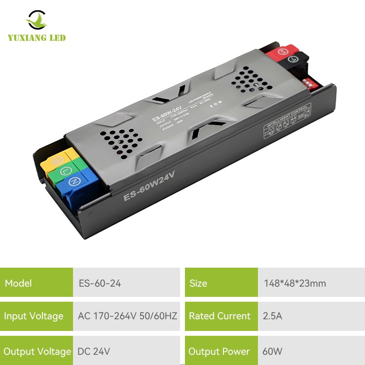 Fuente de alimentación lineal LED regulable semimaceta modelo ES 24V 60W